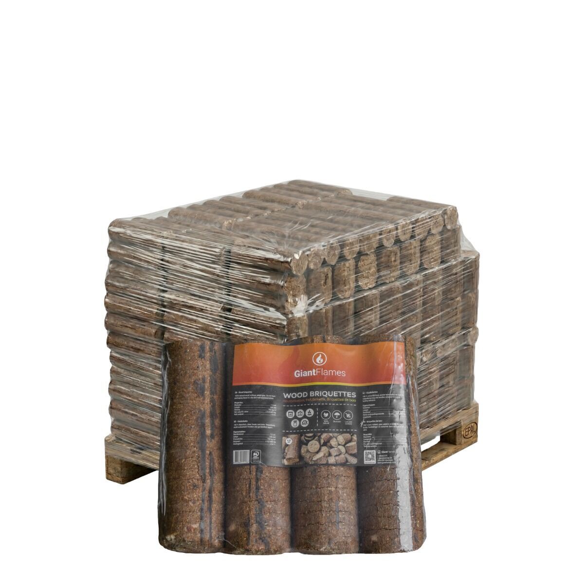Giant Flames Holzbriketts 95 Packungen x 4,8 kg (456 kg) — Ansicht 1