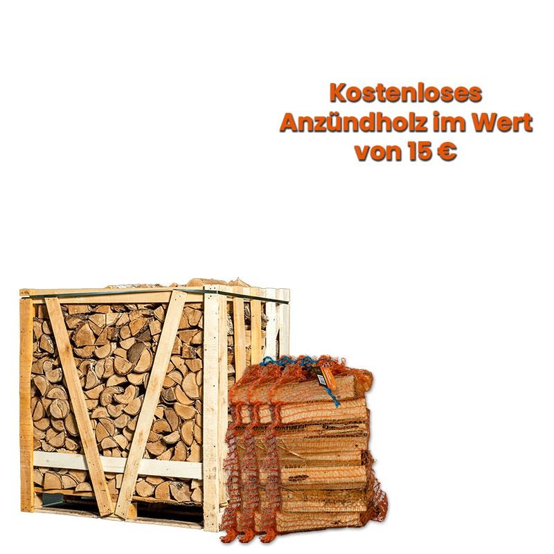 Halbe Palette Kaminholz nach Wahl + gratis 3 Säcke Anzündholz im Wert von 15 € — Ansicht 1