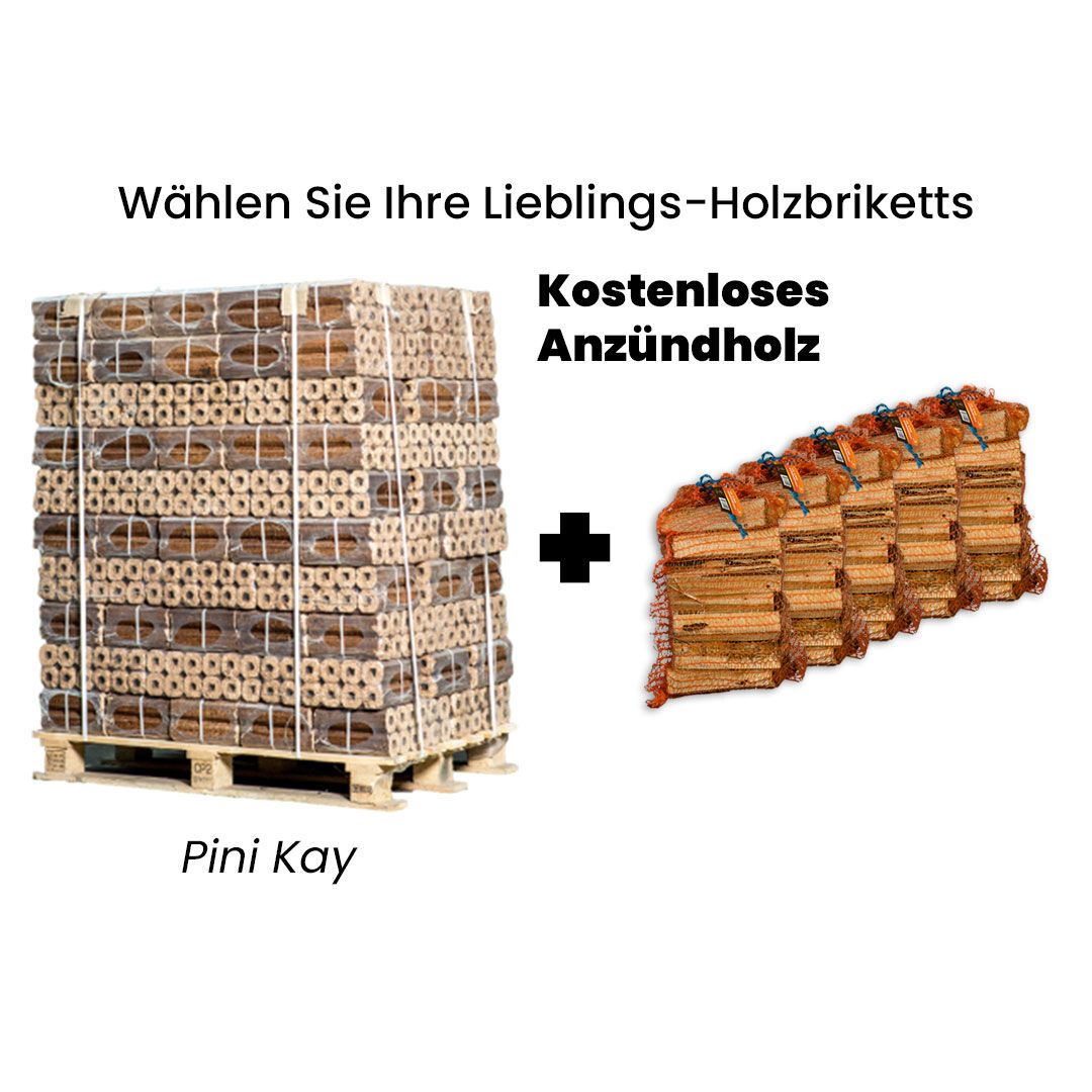 Palette Holzbriketts + 5 Säcke Anzündholz gratis — Ansicht 1