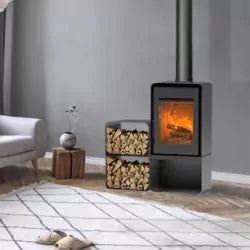 Kaminofen Domino mit Holzfach und 2-stufigem Modul – 8,5 kW