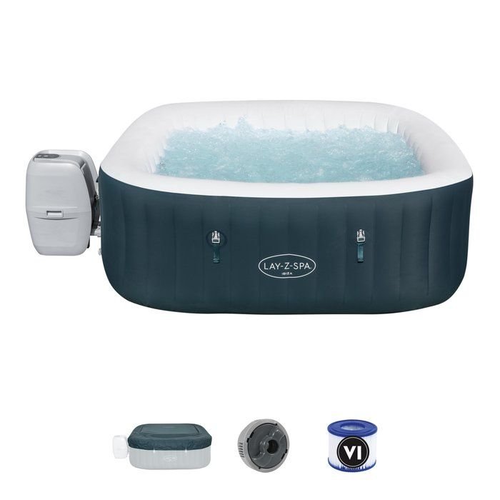 Bestway Ibiza Airjet – quadratischer aufblasbarer Whirlpool für 6 Personen